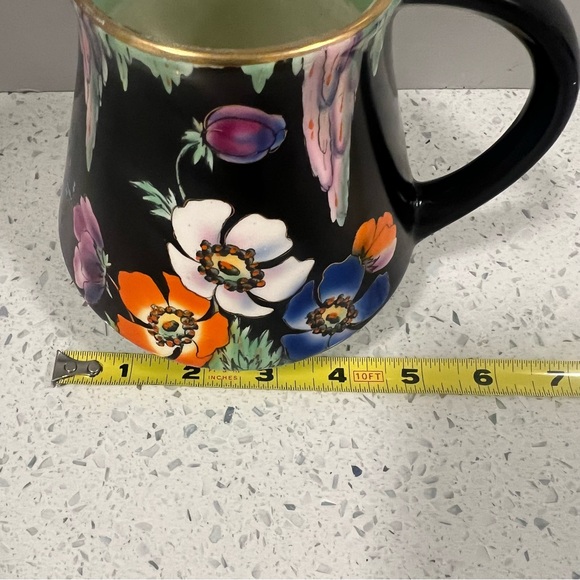 Vintage FALCON WARE "The Dell" Floral Art Deco Pitcher Black Green Hand Painted - Picture 12 of 16